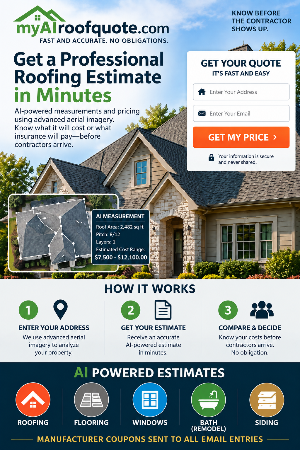 myAIroofquote.com landing page